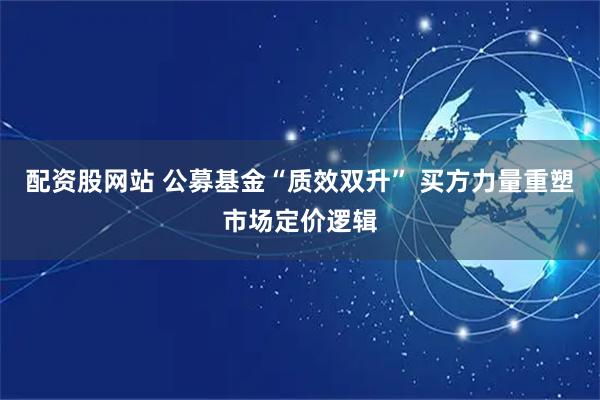 配资股网站 公募基金“质效双升” 买方力量重塑市场定价逻辑